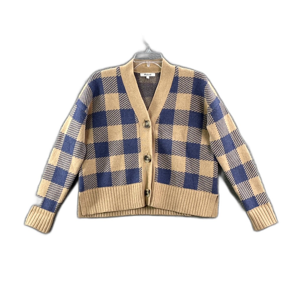 Madewell Cardigan Sweater Womens 2XS Plaid Button Front Corpcore Academia Winter